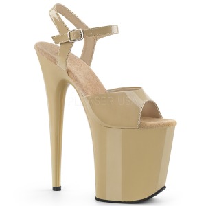 Beige Lack 20 cm Pleaser FLAMINGO-809 Plateau High Heels