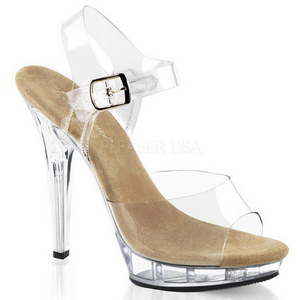 Beige Transparent 13 cm LIP-108 Plateau High Heel Schuhe