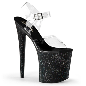 Black 20 cm Pleaser FLAMINGO-808MG glitter high heels shoes