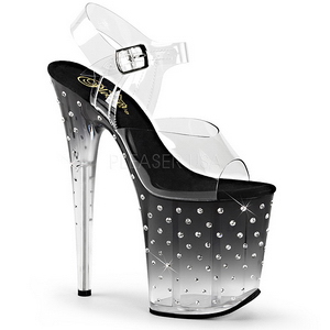 Black 20 cm STARDUST-808T Acrylic Platform High Heeled Sandal