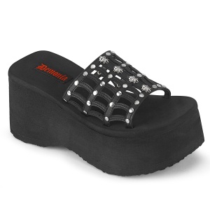Black 9 cm DEMONIA FUNN-13 emo gothic platform mules