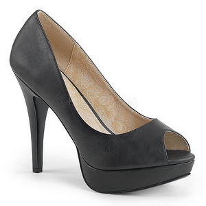 Black Leatherette 13,5 cm CHLOE-01 big size pumps shoes