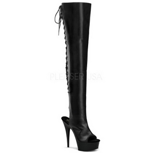 Black Matte 15,5 cm DELIGHT-3017 Platform Thigh High Boots