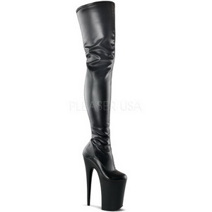 Black Matte 23 cm PLEASER INFINITY-4000 Platform Over Knee Boots