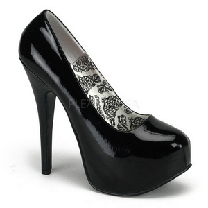 Black Shiny 14,5 cm Burlesque BORDELLO TEEZE-06 Platform Pumps