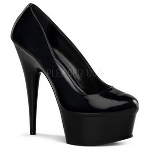 Black Shiny 15 cm Pleaser DELIGHT-685 Platform Pumps