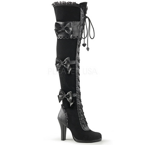 Black Velvet 9,5 cm GLAM-300 High Heeled Overknee Boots