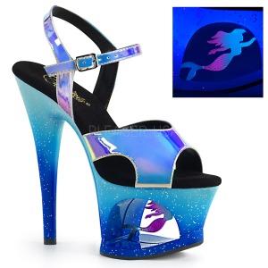 Blau 18 cm MOON-711MER Neon plateau high heels