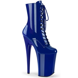 Blau Lackleder 23 cm INFINITY-1020 schnürstiefelette high heels - extreme plateaustiefeletten