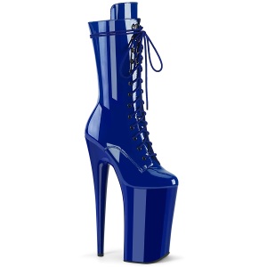 Blau Lackleder 25,5 cm BEYOND-1050 schnürstiefelette high heels - extreme plateaustiefeletten