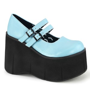 Blau Vegan 11,5 cm DemoniaCult KERA-08 mary jane plateau pumps