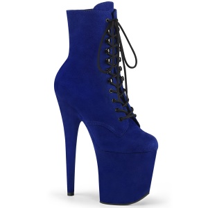 Blau faux suede 20 cm FLAMINGO-1020FS pole dance ankle boots