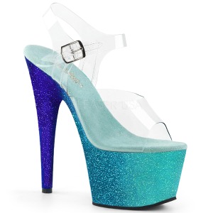 Blau glitter 18 cm Pleaser ADORE-708OMBRE pole dance high heels schuhe