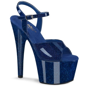 Blaue 18 cm ADORE-709GP glitter plateau high heels sandaletten