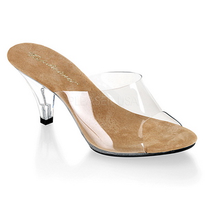 Braun Transparent 8 cm BELLE-301 Damen Mules Schuhe