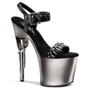 Chrome 19 cm BONDGIRL-712 Plateau Pistole High Heels