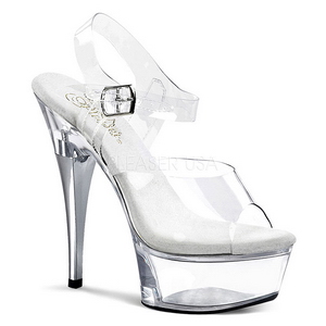 Clear Rhinestone 15 cm CAPTIVA-608 Acrylic Platform High Heeled Sandal