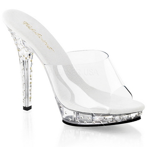 Clear Rhinestone Platform 13 cm LIP-101SDT Women Mules Shoes