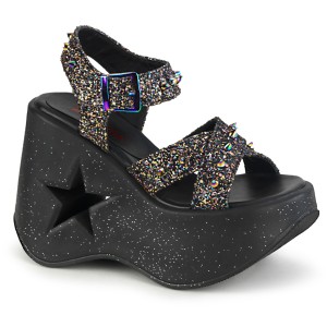 Glitter 13 cm DemoniaCult DYNAMITE-02 lolita schuhe wedge sandaletten