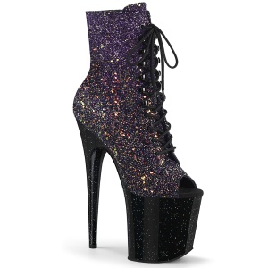 Glitter 20 cm FLAMINGO-1021OMBG peep toe exotic pole dance ankle boots