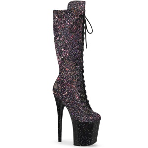 Glitter 20 cm FLAMINGO-2020MG schnrstiefel high heels - extreme plateaustiefel