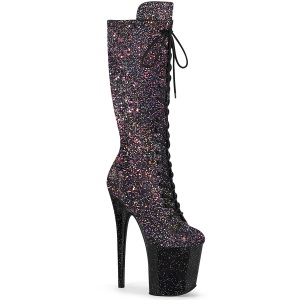 Glitter 20 cm FLAMINGO-2020MG schnürstiefel high heels - extreme plateaustiefel