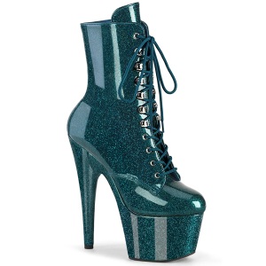 Glitter plateauboots damen 18 cm grüne boots high heels