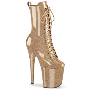 Glitter plateauboots damen 20 cm goldene boots high heels