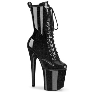 Glitter plateauboots damen 20 cm schwarze boots high heels