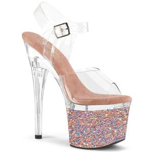 Gold 18 cm ESTEEM-708LG glitter plateauschuhe high heels