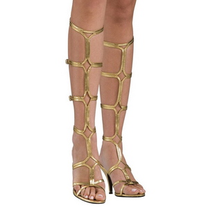 Gold 8 cm ROMAN-10 kniehohe gladiator sandalen