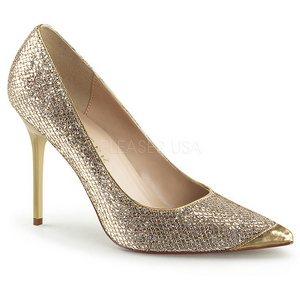 Gold Glitter 10 cm CLASSIQUE-20 spitze pumps mit stiletto absatz