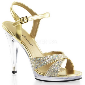 Gold Glitter 12 cm FLAIR-419G High Heel Sandaletten Damen