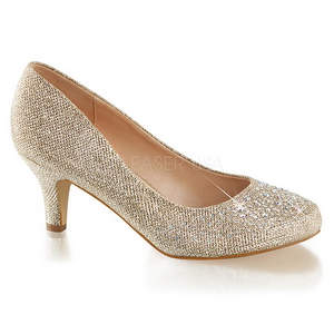 Gold Kristallstein 6,5 cm DORIS-06 Pumps Abend Schuhe mit Absatz