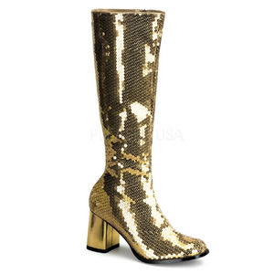 Gold Pailletten 8 cm SPECTACUL-300SQ Damenstiefel für Männer