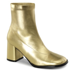 Gold kunstleder 7,5 cm GOGO-150 stretch ankel boots mit blockabsatz