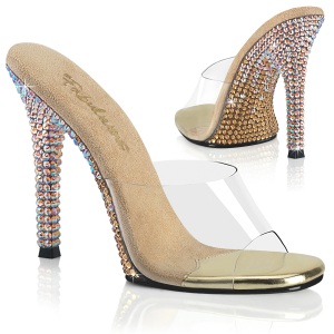 Golden mules 11,5 cm GALA-01DMM strass high heeled mules