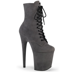 Grau faux suede 20 cm FLAMINGO-1020FS pole dance ankle boots