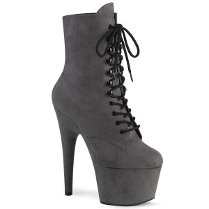 Gray Leatherette 18 cm ADORE-1020FS lace up ankle boots