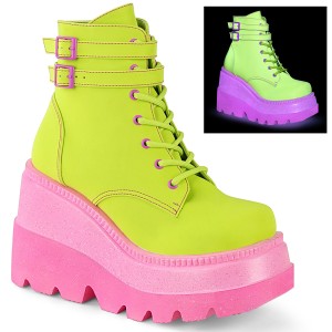 Green neon 5 cm SHAKER-52 cyberpunk platform ankle boots