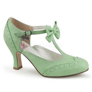 Grn 7,5 cm retro vintage FLAPPER-11 Pinup pumps mit niedrigem absatz