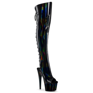 Hologramm 18 cm ADORE-3019HWR schwarze overknee stiefel mit schnürung