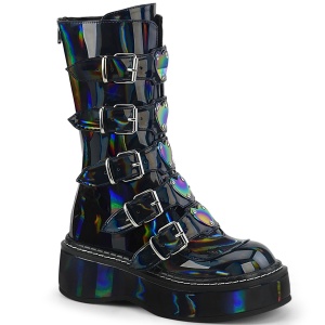 Hologramm 5 cm EMILY-330 plateau damenstiefel mit schnalle