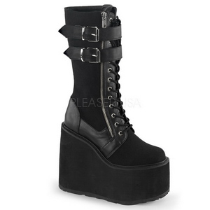 Kunstleder 14 cm SWING-221 lolita stiefel gothic plateau stiefel