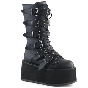 Kunstleder 9 cm DAMNED-225 plateau damenstiefel mit schnalle