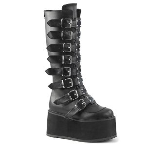 Kunstleder 9 cm DAMNED-318 plateau damenstiefel mit schnalle
