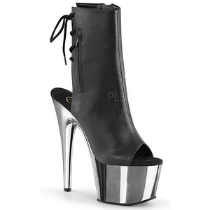 Kunstleder Schwarz 18 cm Pleaser ADORE-1018 Chrome Plateau Stiefeletten