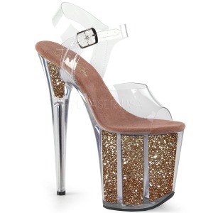 Kupfer 20 cm FLAMINGO-808G Glitter Plateau High Heels