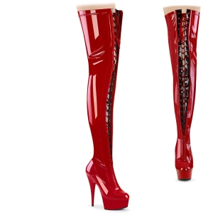 Lackleder 15 cm DELIGHT-3027 Rote overknee stiefel mit schnürung