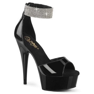 Lackleder 15 cm DELIGHT-625 pleaser high heels mit knöchelriemen